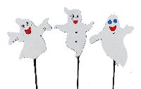 Geister  am Stab WEISS  Halloweendekoration 30cm 3 Modelle