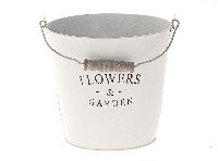 Eimer Flowers & Garden, Metall weiss 862486075 Ø20xH19cm Bügel/Holzgriff