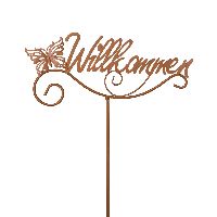 Gartenstecker Willkommen Rostop. 77813Gartenstab Metall 27x109cm Schrift+Schmetterling
