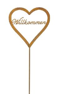 Gartenstecker Herz Willkommen ROST 562360 30xH30cm + 110cm Stab
