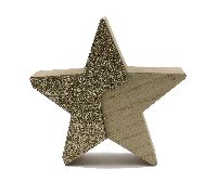 Stern Glamour X-MAS NATUR-GOLD 43171 12x2,5cm Holz zum Stellen
