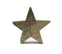 Stern Glamour X-MAS NATUR-GOLD 43172 15,5x2,5cm Holz zum Stellen