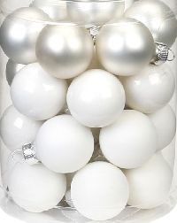 Glaskugel / Christbaumkugel 16120 15112 weiß Mix 30mm   nachhaltige Verpackung