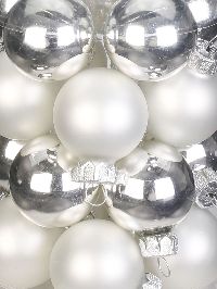Glaskugel / Christbaumkugel 12000 silber glanz / weiß matt 30mm  nachhaltige Verpackung
