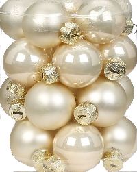 Glaskugel / Christbaumkugel 16028 champagner  opal + matt 30mm   nachhaltige Verpackung