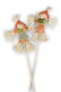 Vogelscheuche zum Stecken ORANGE-GRÜN-NATUR 22424500 11x2xH32cm  2-fach sort.