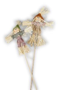 Vogelscheuche zum Stecken ROSA-GRÜN-NATUR  22424502 11x2xH32cm  2-fach sort.