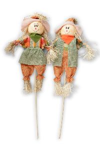 Vogelscheuche zum Stecken ORANGE-GRÜN 21424500 B:30cm H66cm  2-fach sort.