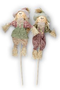 Vogelscheuche zum Stecken ROSA-GRÜN-NATUR 21424501 B:30cm H66cm  2-fach sort.
