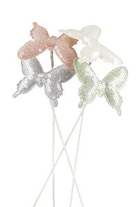 Paillettenstecker Softcandy creme-grau-lachs-mint 21761318 Schmetterling 6,5cm Wippick
