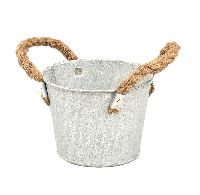 Eimer Metall mit Seilhenkel GRAU-WASHED 38 600 Ø12xH9cm