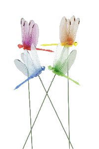 Libelle am Pick pink-grün-gelb-blau 21421306 9cm GL:26cm Polyester
