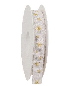 Band Funkelsternchen WEISS-GOLD 454a 01 15 B15mm L20m Baumwollband