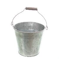 Metalleimer verzinkt 65143 Ø12xH10cm mit Bügel/Holzgriff