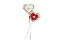 Herz Corduroy ROT+WEISS 23761340 Stecker Holz-Kordstoff + Knopf