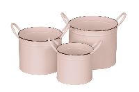 Metalltopf Shabby Chic S/3 rosa mit Griffen 542869 14x12,5cm+17x14,5cm+20x16,5cm