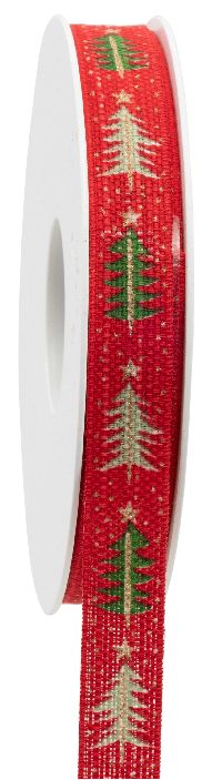 Band Winterwonderland rot-grün 611a B15mm L18m
