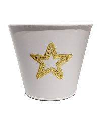 Zinktopf Stern WEISS-GOLD 02zxg01 Ø11,5x10cm Metalltopf