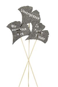 Ginkgo Blatt 23765302 In tiefer Trauer  Wir Stecker 6,4x6,6cm Holz Unverge