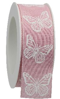 Band Schmetterlinge rosa 478a 21 B:40mm L:15Meter