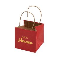 Papiertasche wasserfest rot 23pad 14x14cm Von Herzen