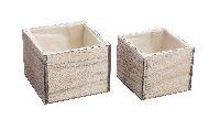 Schublade S/2 geflammt-weiß-gewischt 02HIW 12x12x10cm + 15x15x11cm Holz