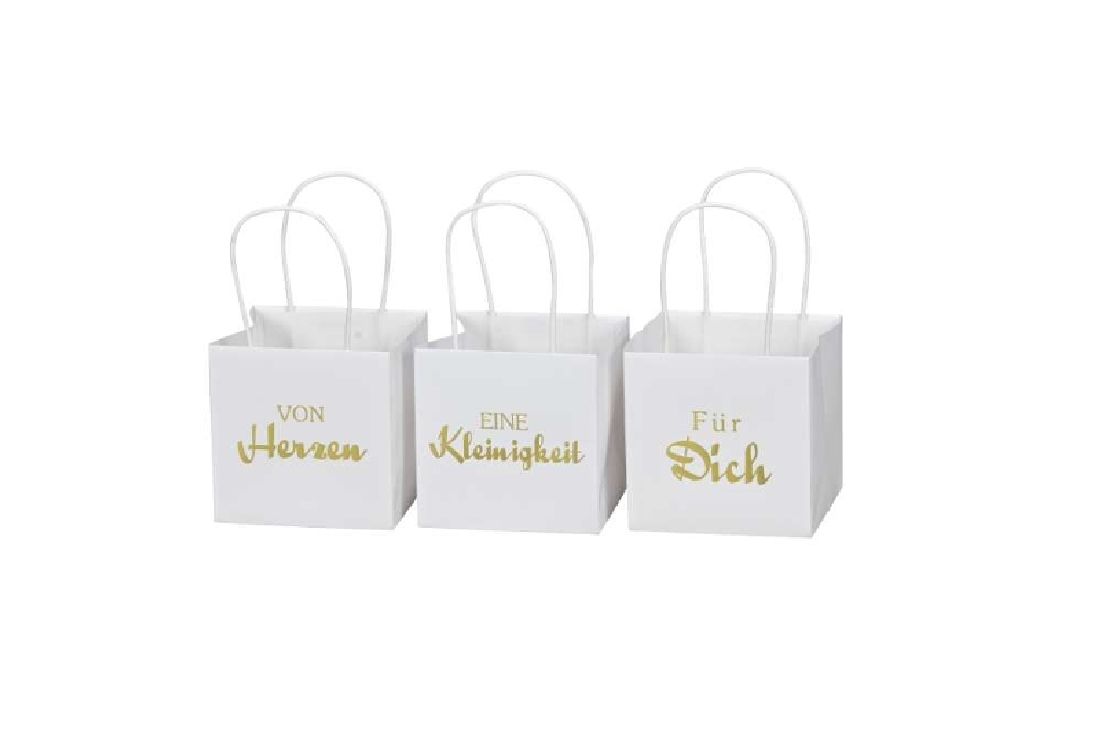 Papiertasche wasserabweisend weiss von Herzen eine Kleinigk 10,5x10,5x10,5cm671018Für dich